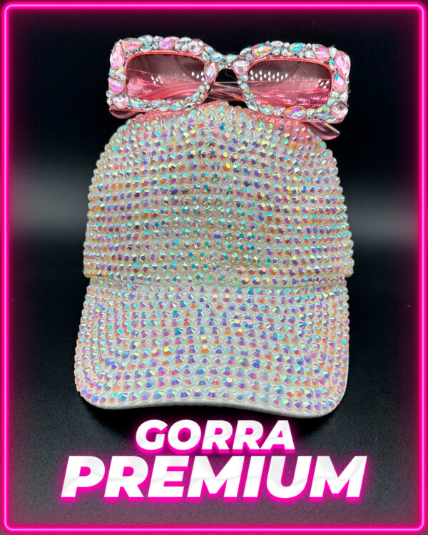 Gorra Blanca c/ Strass y Anteojos Premium