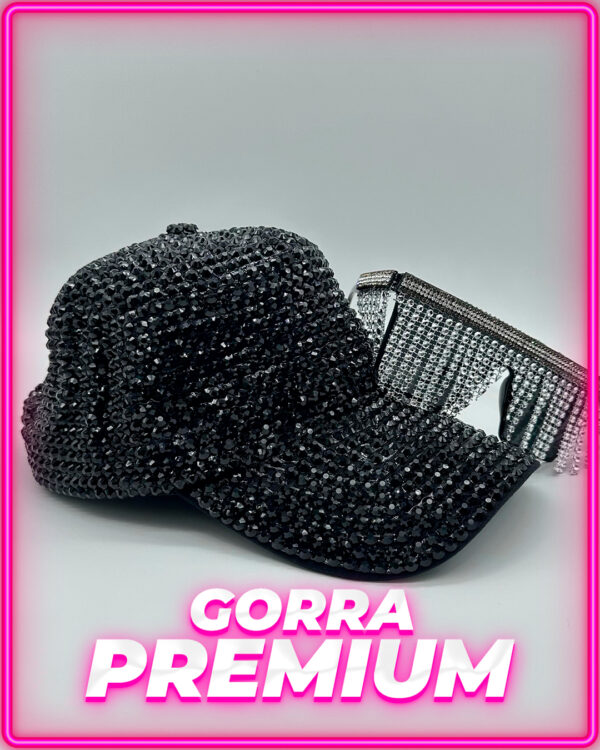 Gorra Negra c/ Strass y Anteojos Premium