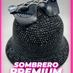 Sombrero Negro c/ Strass + Anteojo Premium