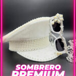 Sombrero Blanco c/ Strass + Anteojo Premium