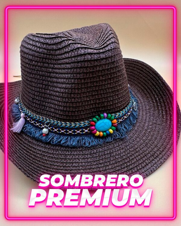 Sombrero Cowboy Rafia Piedras