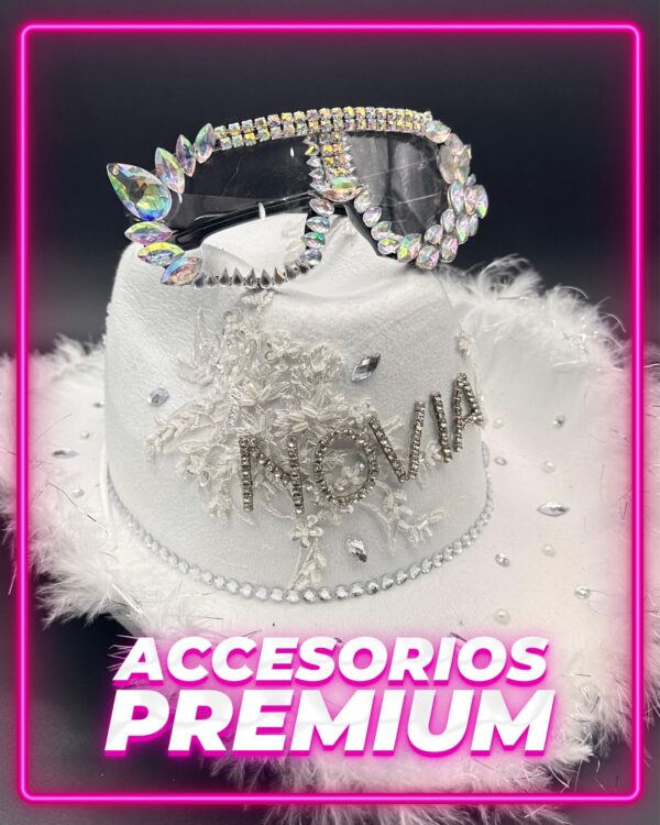 Set Sombrero Novia + Anteojo