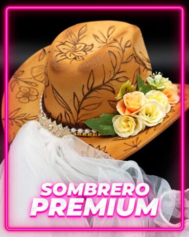 Sombrero Novia Cowboy Vintage Flores