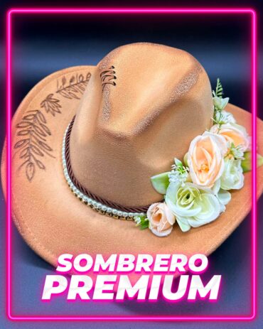 Sombrero Novio Cowboy Vintage Flores