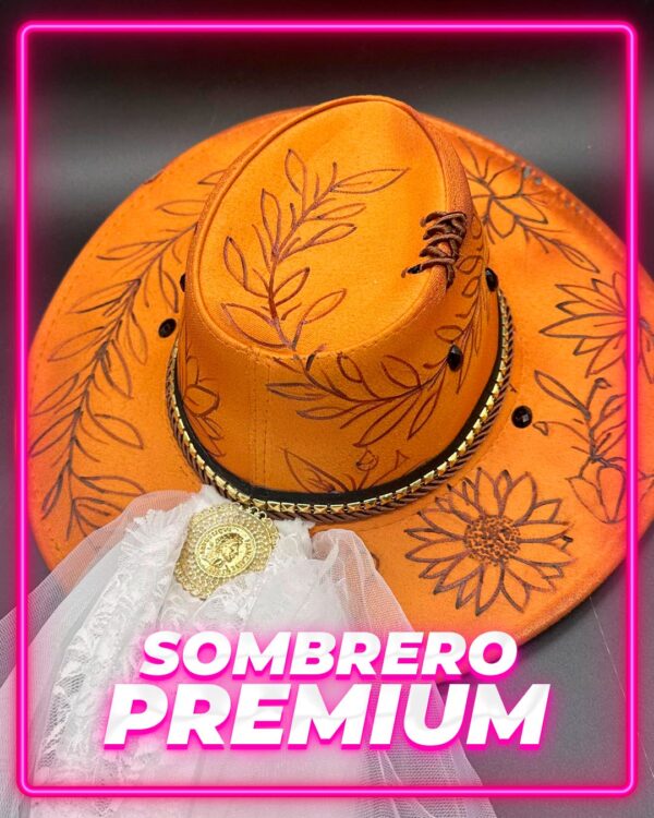 Sombrero Novia Cowboy Vintage Medalla