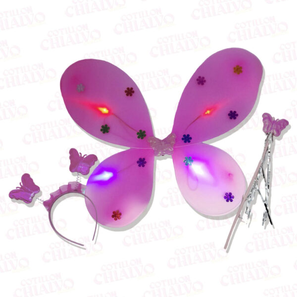 Set Alitas + Vara + Vincha de Mariposa Led