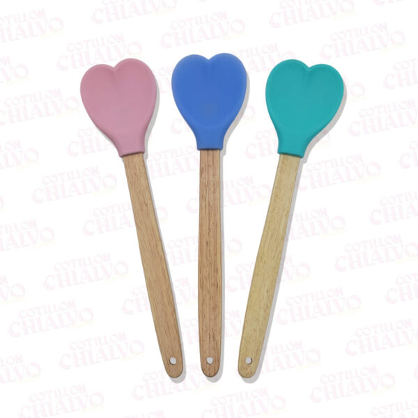Espatula Silicona Corazon Mango de Madera
