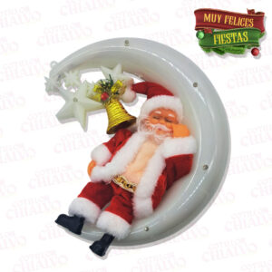 Papa Noel 30cm Ronca Sobre Luna+Musica+Luz