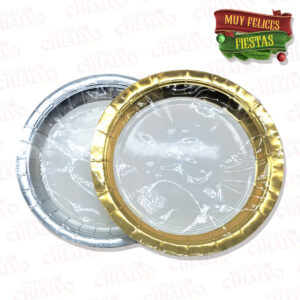 Plato Polipapel Balnco C/Borde Dorado18cm X 6U