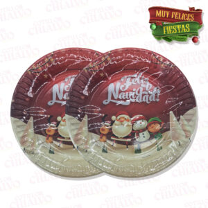 Plato Polipapel Feliz Navidad 17cm X 6U