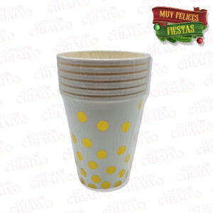 Vaso Polipapel Blanco C/Lunares Dorados X 6U