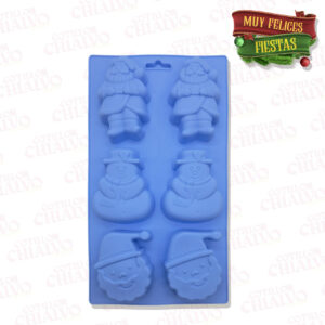Molde Silicona Papa Noel/Muñeco Nieve 6U