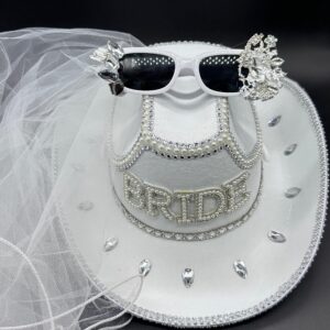 Sombrero Bride Perla c/ Velo + Anteojo