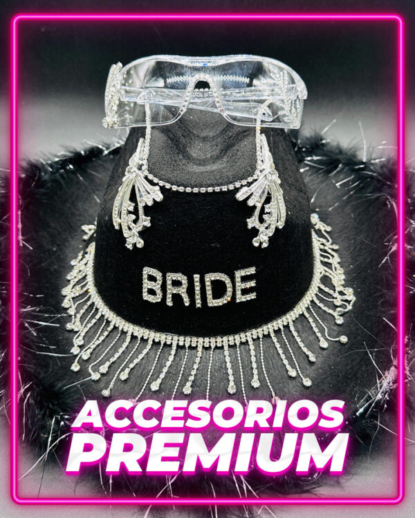 Sombrero Cowboy Bride Plumas + Anteojos