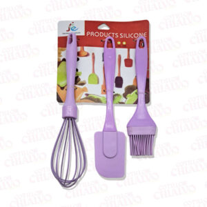 Set Silicona Batidor + Espatula + Pincel