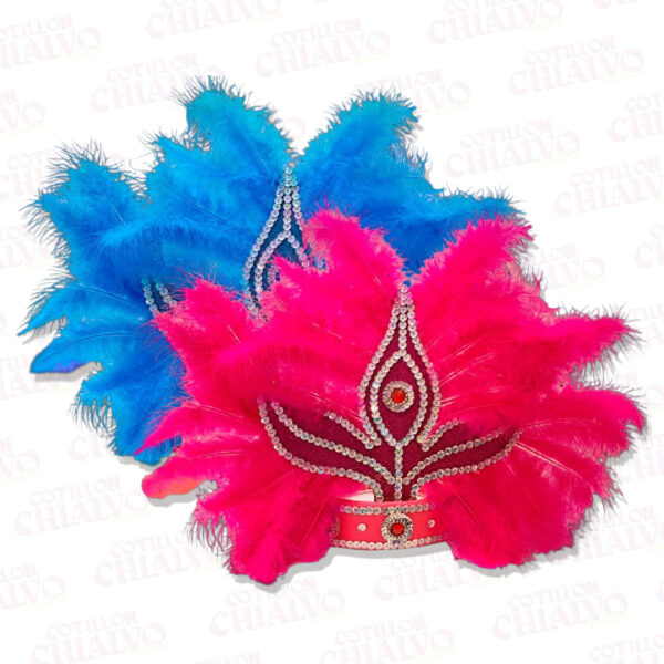 Vincha Reyna Marabu 3 Puntas C/Pluma