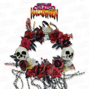 Adorno Corona Flores C/Calaveras 35cm