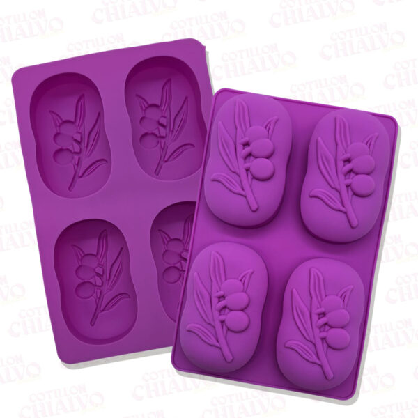 Molde Silicona Jabon Oval Hojas 4u