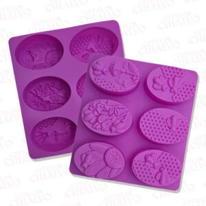 Molde Silicona Oval Abeja Jabon 6u