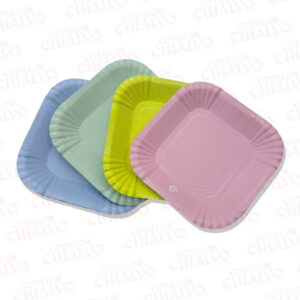 Plato Cuadrado Pastel 18cm 8u