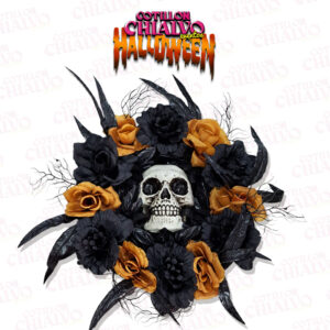 Adorno Corona Flores C/Calavera 35cm