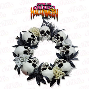 Adorno Corona Flores C/Calavera 35cm