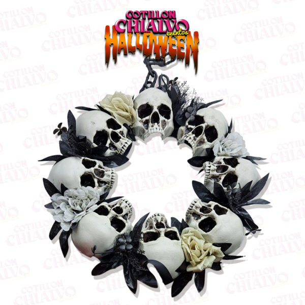 Adorno Corona Flores C/Calavera 35cm