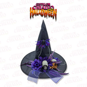 Sombrero Bruja Flores Calavera Violeta