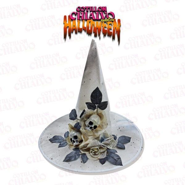 Sombrero Bruja Flores Calavera Gibre