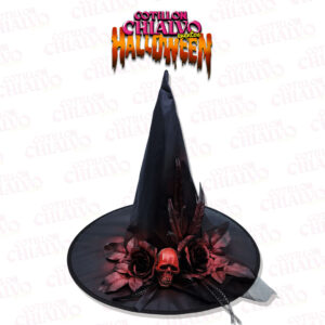 Sombrero Bruja Flores Calavera Roja