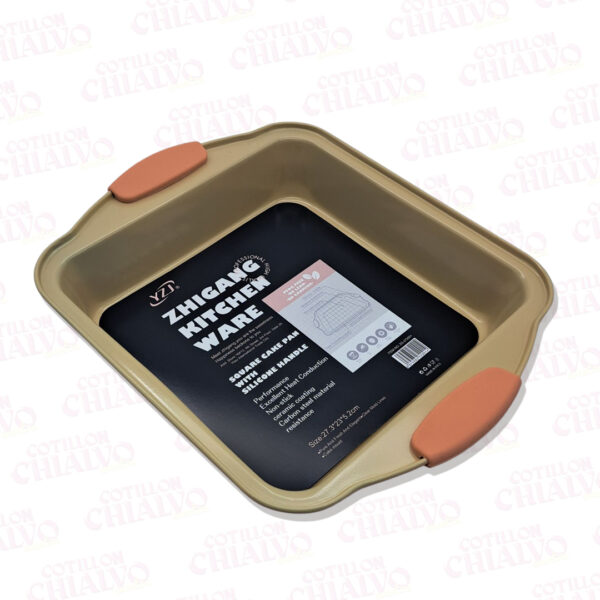 Molde Teflon Cuadrado Mango Silicona (27x24x5,2cm)