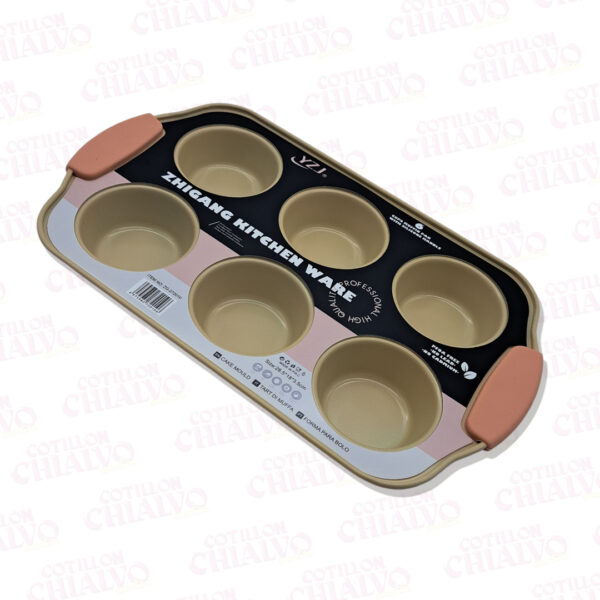 Molde Teflon Cupcake Mango Silicona 6u (29x18x3,5cm)