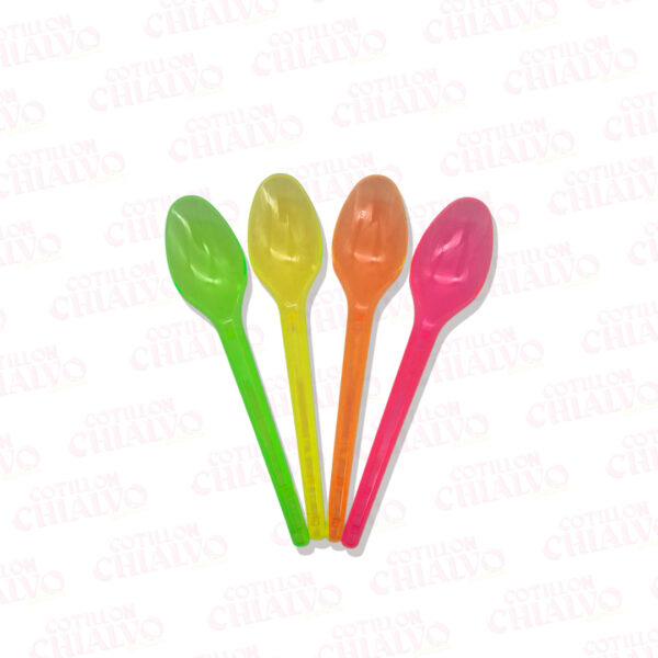 Cuchara Descartable Metalizados/Fluor 15cm 20u