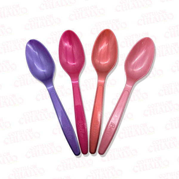 Cuchara Descartable Metalizados/Fluor 12cm 20u
