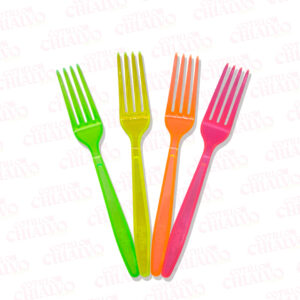 Tenedor Descartable Metalizados/Fluor 18cm 20u