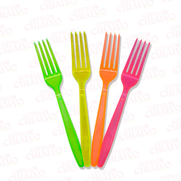 Tenedor Descartable Metalizados/Fluor 18cm 20u