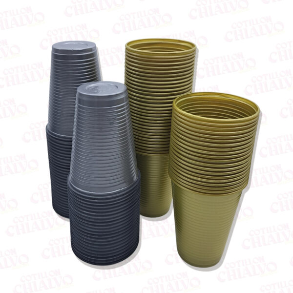 Vasos Descartables Metalizados/Fluo 440cc 15u