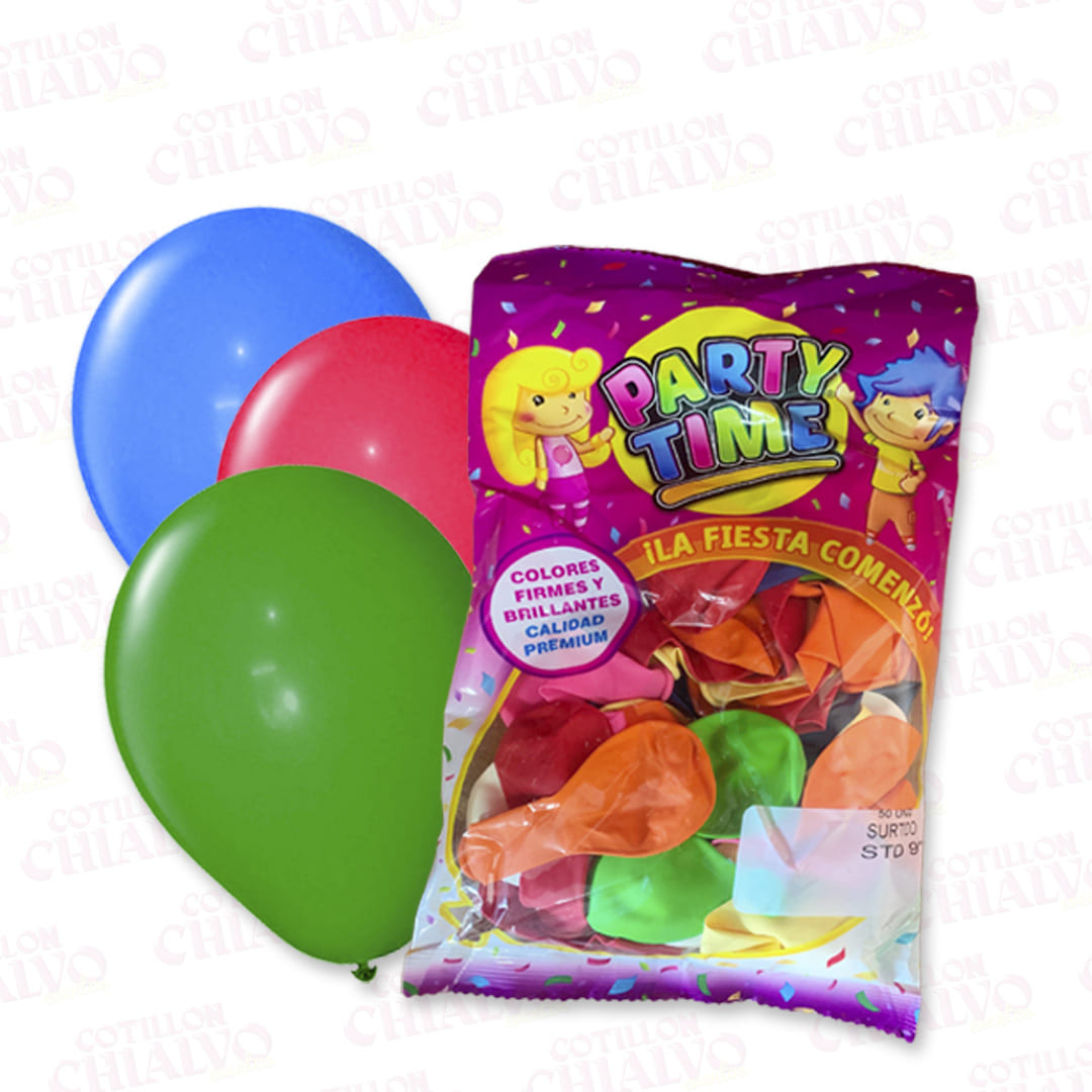 Globo Liso 9" Party Time X 50U
