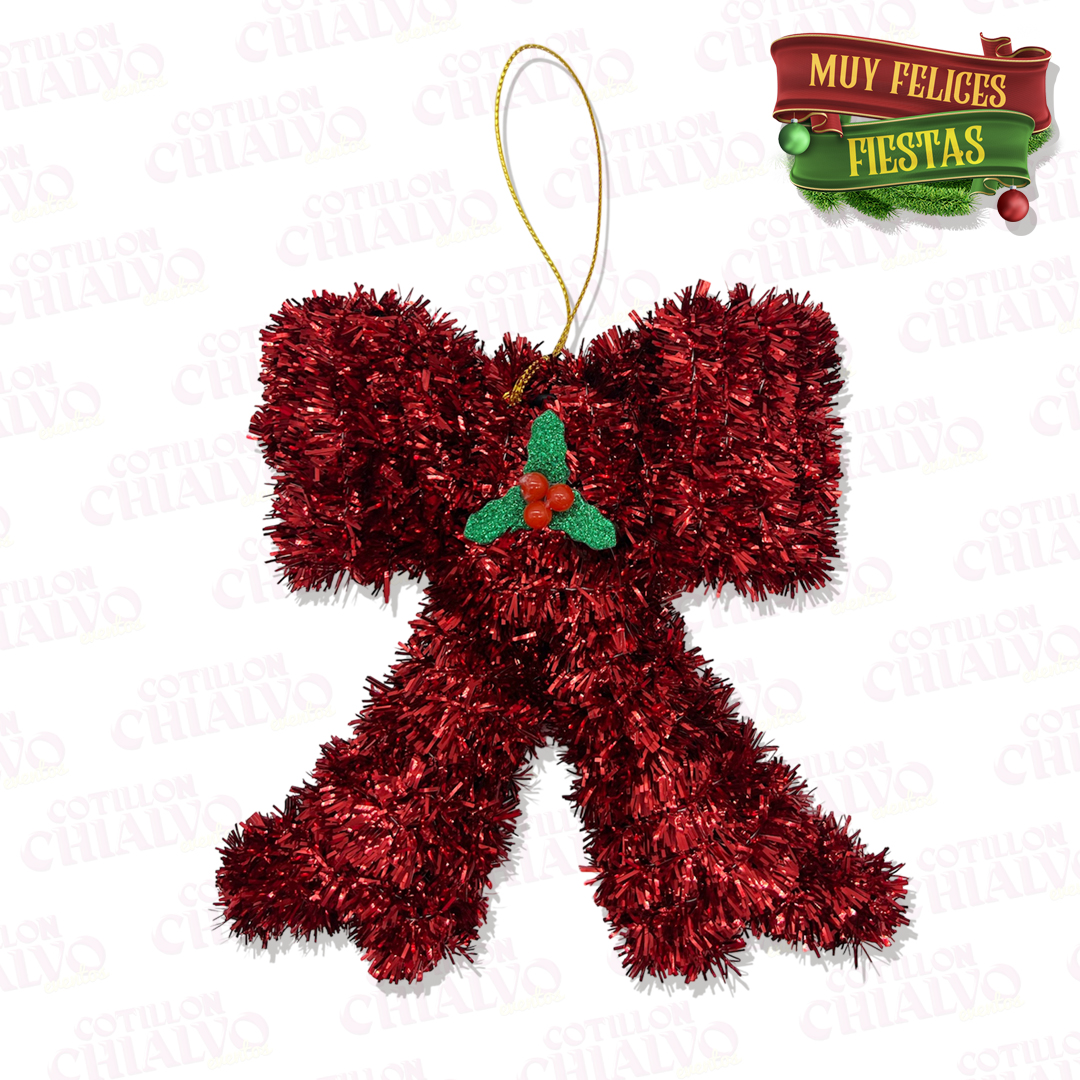Adorno Lameta Navidad Ch Moño (11x14cm)